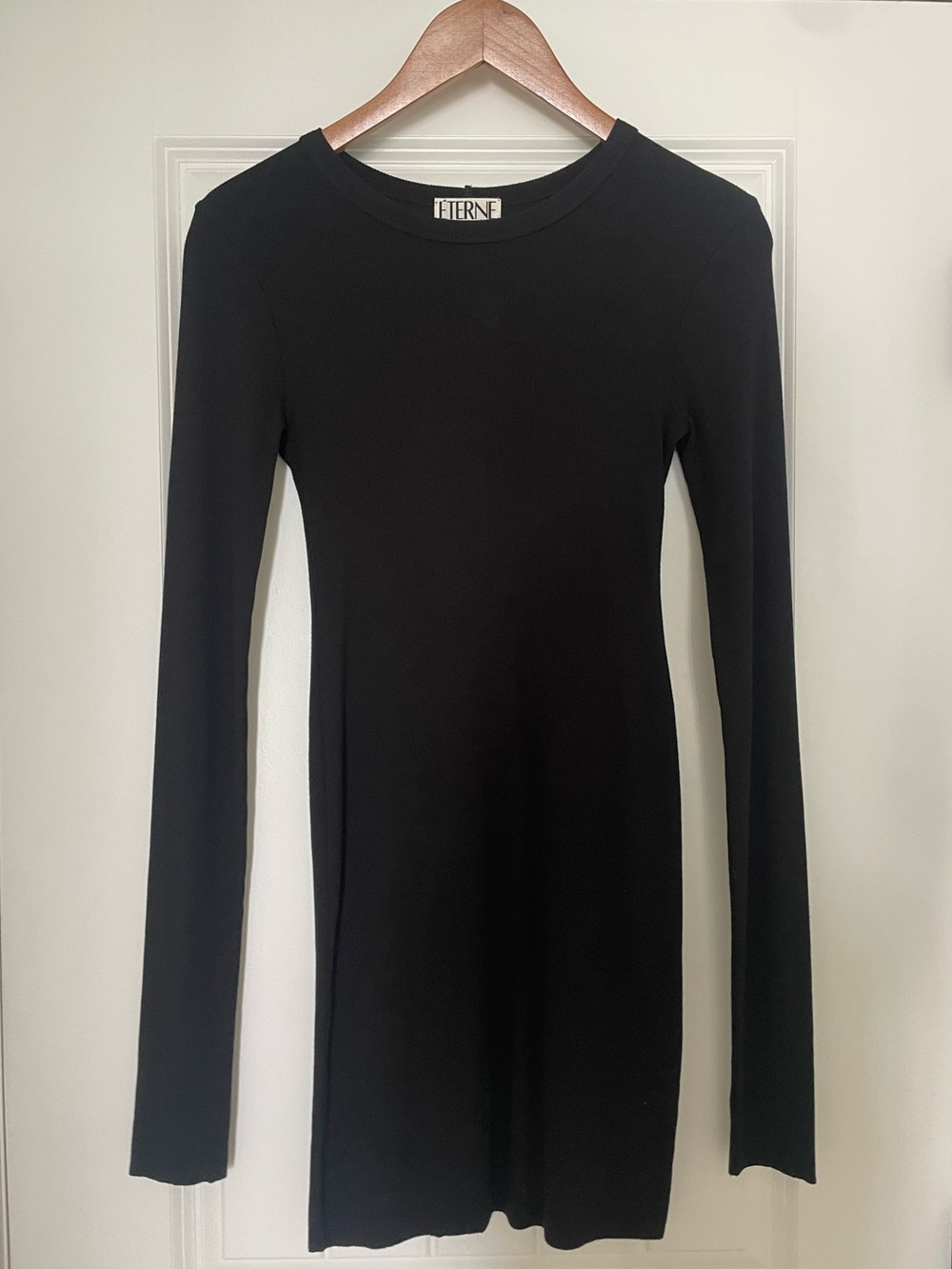 Eterne Long Sleeve Crewneck Mini Dress in Black - Picture 4 of 8